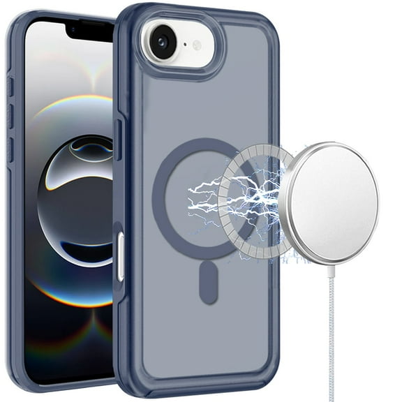 For iPhone 16E (E edition) / SE4 (2025) Glossy Oil Premium Hybrid Case Cover - Dark Blue