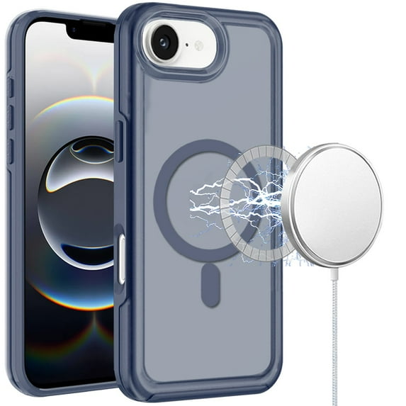 For iPhone 16E (E edition) / SE4 (2025) Glossy Oil Premium Hybrid Case Cover - Dark Blue