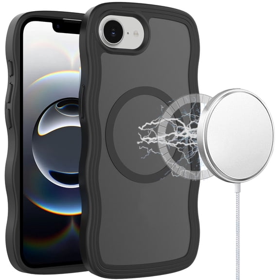 For iPhone 16E (E edition) / SE4 (2025) Grip Hand Magnetic Ring HQ Hybrid - Black
