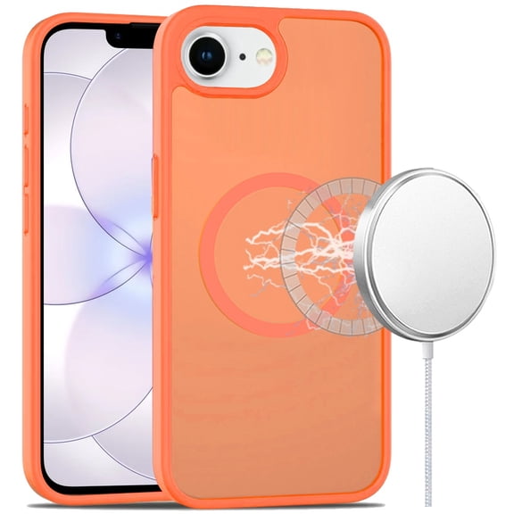 For iPhone 16E (E edition) / SE4 (2025) [Magnetic Circle] Smooth Safe Matte Feel Hybrid Case - Cosmic Orange