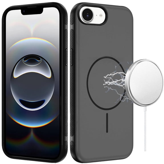 For iPhone 16E (E edition) / SE4 (2025) Premium Edged Core Matte Thick Super Magnetic Hybrid Case - Black