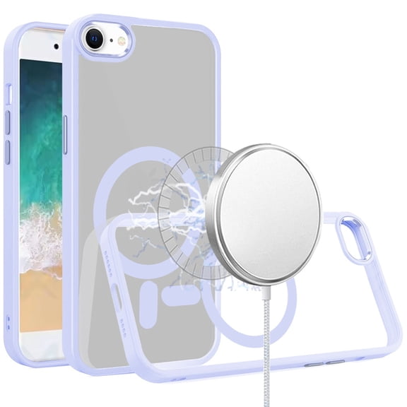 For iPhone 17E / 16E / SE4 Greatest Clear Acrylic Thick Metal Button Hybrid - Light Purple