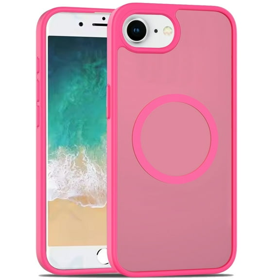 For iPhone 16E / SE4 [Magnetic Circle] Smooth Safe Matte Feel Hybrid Case - Hot Pink