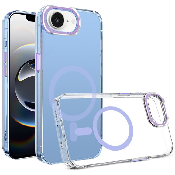 For iPhone 16E / SE4 Matching Clear Transparent Circle Design Case Cover - Purple