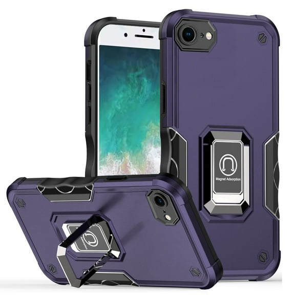 For iPhone 17E / 16E / SE4 OPTIMUM Magnetic Ring Stand Hybrid Case Cover - Dark Purple