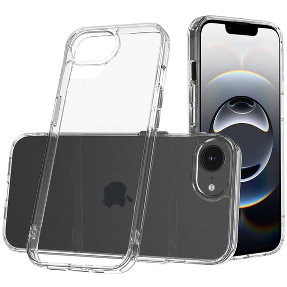 For iPhone 17E / 16E / SE4 PURE CRYSTAL Transparent Thick 2.0mm ShockProof Chromed Buttons Case Cover - Clear