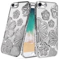 thumbnail image 1 of For iPhone 16e/17e Case Bling Floral 3D Rhinestones Glitter + Tempered Glass, 1 of 4