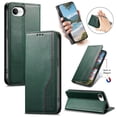 thumbnail image 1 of For iPhone 16e 6.1-inch Case,Elastic Wristband Magnetic Suction Closure Flip Stand Wallet Leather Phone Case,Green,For iPhone 16e, 1 of 12