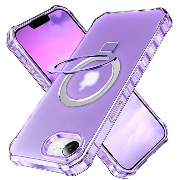 For iPhone 16e Case, with Magnetic Ring Stand [Curly Edge] [Wireless Charging] [Reinforced Corners] Slim Fit Shockproof Protective Phone Case