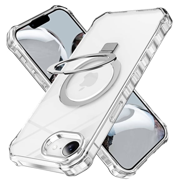 For iPhone 16e Case, with Magnetic Ring Stand [Curly Edge] [Wireless Charging] [Reinforced Corners] Slim Fit Shockproof Protective Phone Case