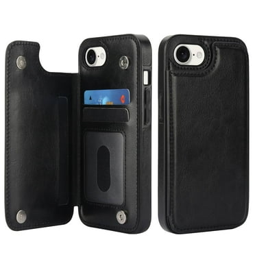 For iPhone 16e Wallet Case with Card Holder, PU Faux Leather Kickstand Card Slots Case, Double Magnetic Clasp and Durable Shockproof Cover