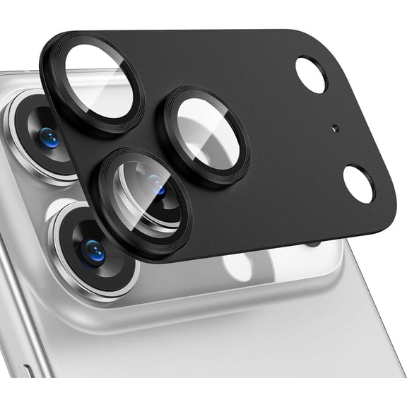 For iPhone 17/18 Series,Metal Ring Camera Lens Protector, HD Tempered Glass Lens Cover
