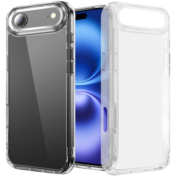 For iPhone 17 Air PURE CRYSTAL Transparent Thick 2.0mm ShockProof Chromed Buttons Case Cover - Clear