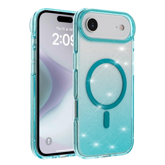 For iPhone 17 Air Phone Case, Slim-Fit Magnetic Charging Glitter Phone Case for iPhone 17 Air Green