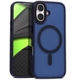 thumbnail image 1 of For iPhone 17 Case [Compatible With MagSafe] Magnetic Shockproof Frosted Translucent Matte Slim Cover Blue, 1 of 5