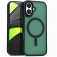 thumbnail image 1 of For iPhone 17 Case [Compatible With MagSafe] Magnetic Shockproof Frosted Translucent Matte Slim Cover Green, 1 of 5