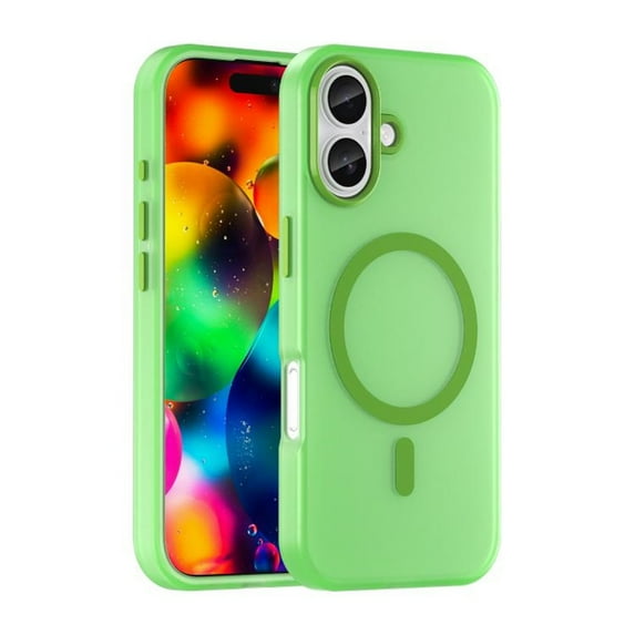 For iPhone 17 Case (Compatible with MagSafe) Slim Frosted Translucent Shockproof with Anti-Fingerprint Phone Case,Green,For iPhone 17