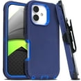 thumbnail image 1 of For iPhone 17 Case With Belt Clip, Kickstand, Shockproof Dust/Drop Proof 3 in 1 Full Body Rugged Heavy Duty Durable Cover Blue, 1 of 6