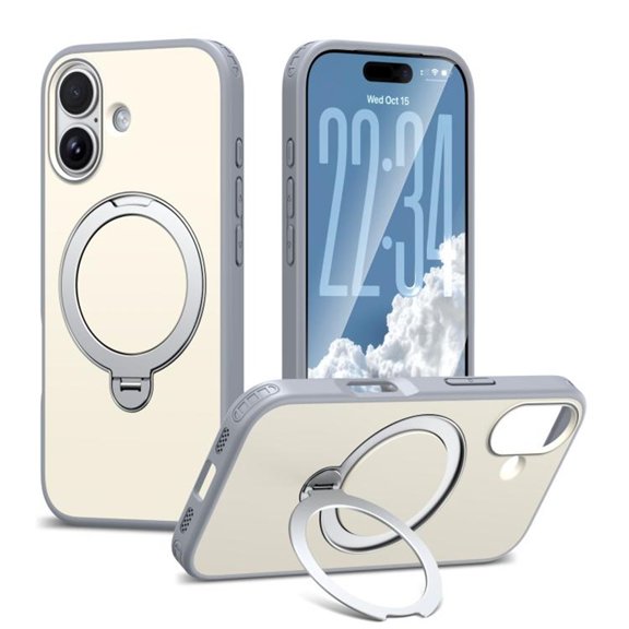 For iPhone 17 Case With Invisible Magnetic O-Ring Stand Military-Grade Shockproof Phone Case,white,For iPhone 17