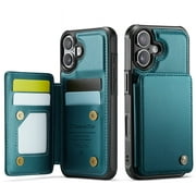 For iPhone 17 Case with Card Holder, Wallet Case for Women Men with RFID Blocking, Durable Leather Kickstand Magnetic Clasp Shockproof for iPhone 17