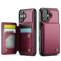 For iPhone 17 Case with Card Holder, Wallet Case for Women Men with RFID Blocking, Durable Leather Kickstand Magnetic Clasp Shockproof for iPhone 17