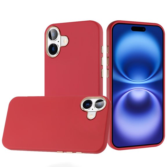 For iPhone 17 Classy Slick Chromed Around Hybrid Case Cover - Red