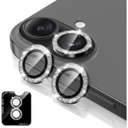 For iPhone 17 | Diamond Lens Protector, 9H Tempered Glass, Metal Ring Decor, HD & Scratch-Resistant, Crystal Clear Imaging, Black