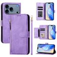 thumbnail image 1 of For iPhone 17 Pro 6.3-inch Wallet Case for Women Men Multi-Card Slots Zipper Wallet Leather Phone Case,Red,For iPhone 17 Pro, 1 of 7