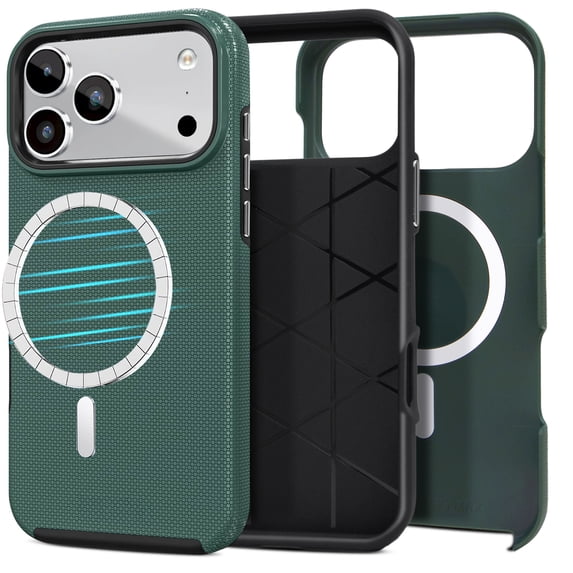 For iPhone 17 Pro Case Anti-Slip Fingerprint Slim Dual Layer Rugged Cover Compatible with MagSafe Shockproof Protection Green