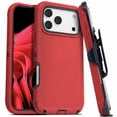 thumbnail image 1 of For iPhone 17 Pro Case With Belt Clip, Kickstand, Shockproof Dust/Drop Proof 3 in 1 Full Body Rugged Heavy Duty Durable Cover Red, 1 of 6
