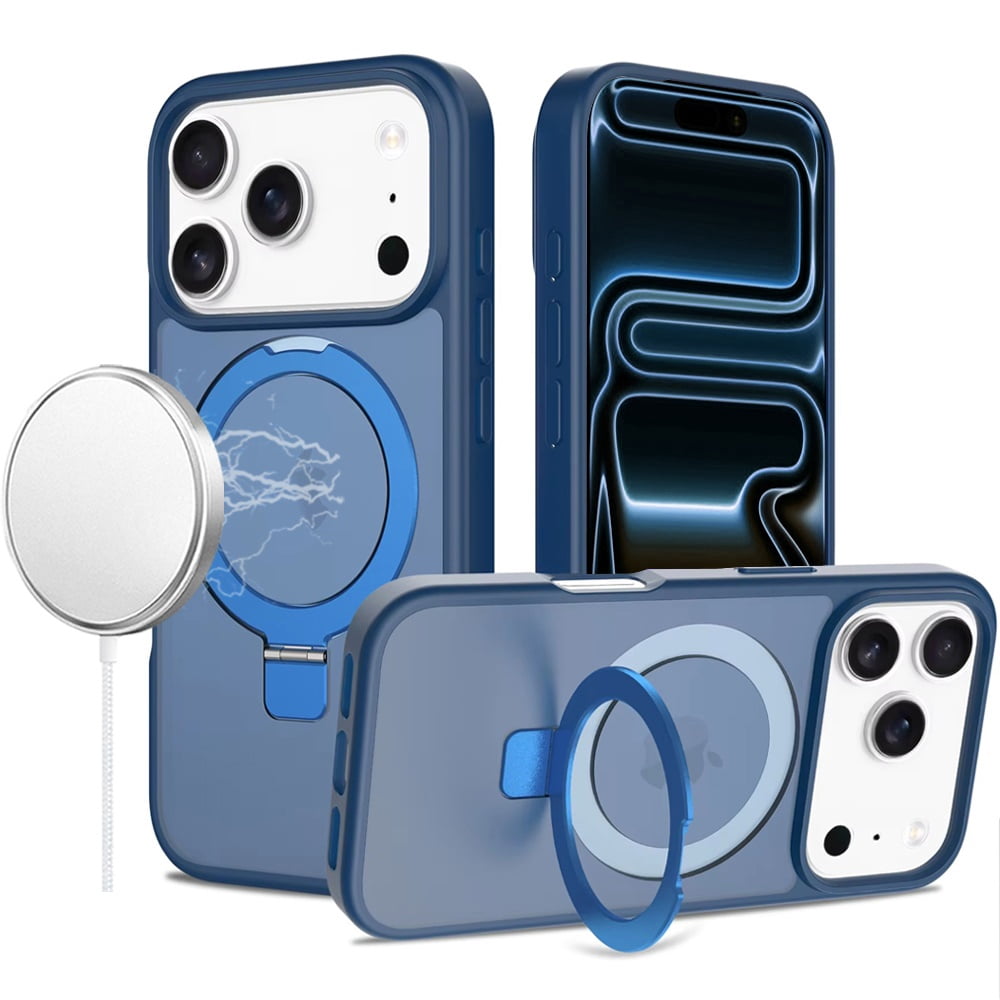 For iPhone 17 Pro Magnetic Matching Ring Stand Full Rotation Matte ...