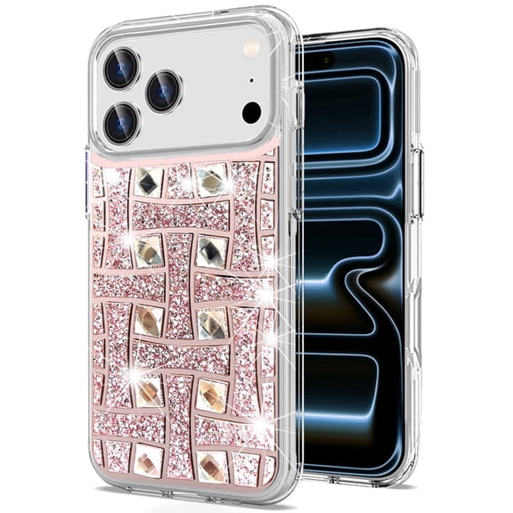 For iPhone 17 Pro Max Bling Hybrid Case Cover - L