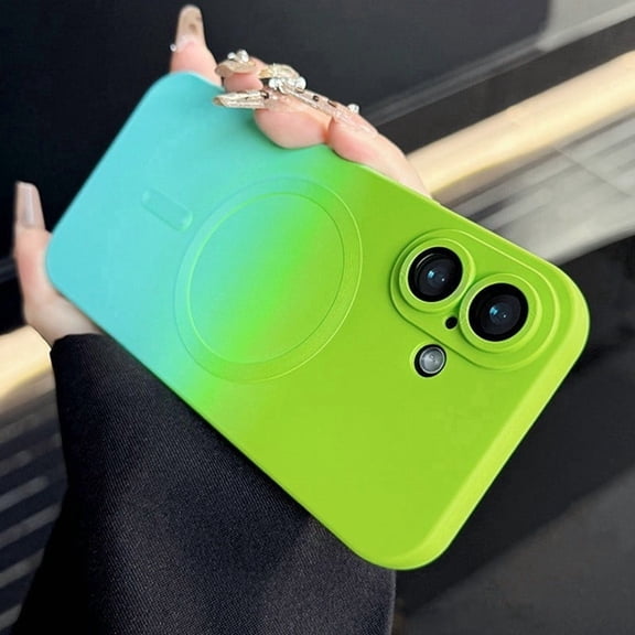 For iPhone 17 Pro Max Case 17 Air MagSafe Dustproof Silicone Bumper Airbag Anti-Fall Phone Cover - Green Blue 17P