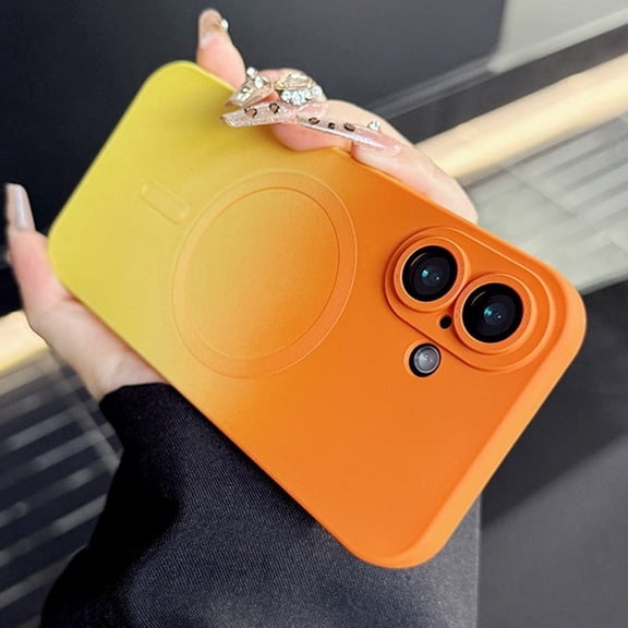 For iPhone 17 Pro Max Case 17 Air MagSafe Dustproof Silicone Bumper Airbag Anti-Fall Phone Cover - Orange Yellow 17PM
