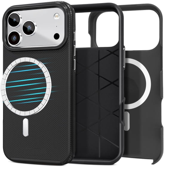 For iPhone 17 Pro Max Case Anti-Slip Fingerprint Slim Dual Layer Rugged Cover Compatible with MagSafe Shockproof Protection Black