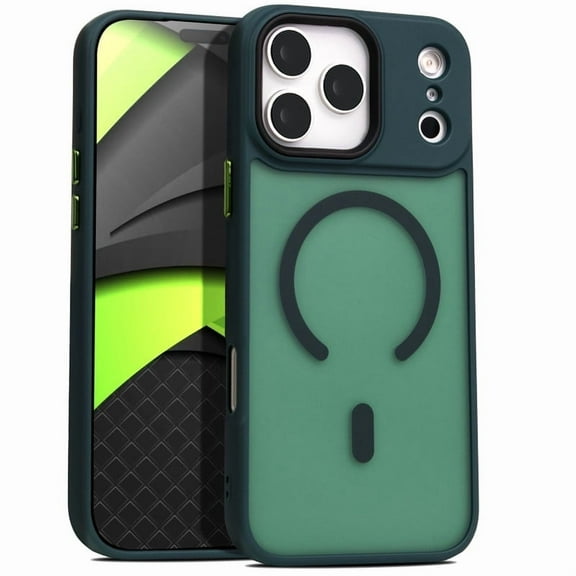 For iPhone 17 Pro Max Case [Compatible With MagSafe] Magnetic Shockproof Frosted Translucent Matte Slim Cover Green