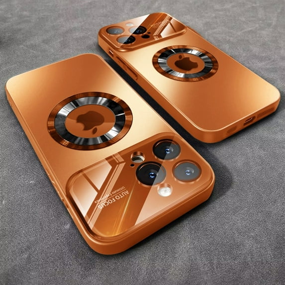 For iPhone 17 Pro Max Case Metallic Glass Magnetic Wireless Charging Lens Cover Shockproof Design Compatible with iPhone 16 15 14 13