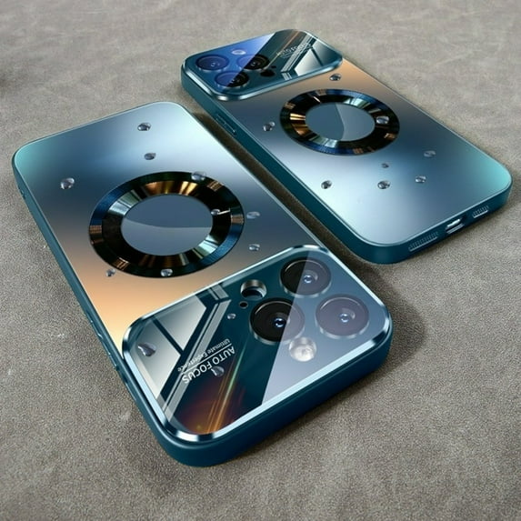 For iPhone 17 Pro Max Case Metallic Glass Magnetic Wireless Charging ...