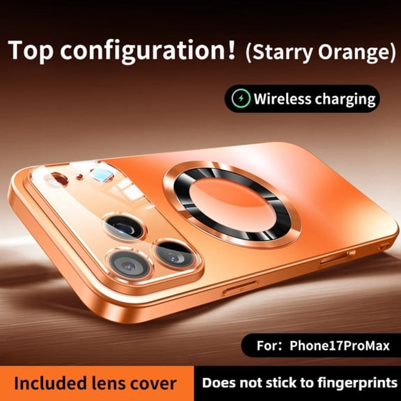 For iPhone 17 Pro Max Case Metallic Glass Magnetic Wireless Charging Lens Cover Shockproof Design Compatible with iPhone 16 15 14 13