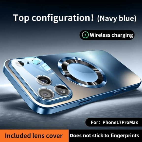 For iPhone 17 Pro Max Case Metallic Glass Magnetic Wireless Charging Lens Cover Shockproof Design Compatible with iPhone 16 15 14 13