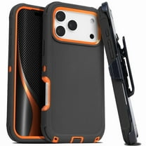 For iPhone 17 Pro Max Case With Belt Clip, Kickstand, Shockproof Dust/Drop Proof 3 in 1 Full Body Rugged Heavy Duty Durable Cover Orange