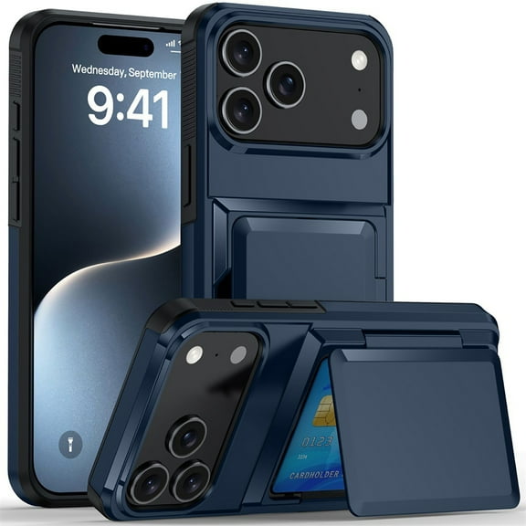 For iPhone 17 Pro Max Case with Card Holder,Shockproof Anti-drop Multifunctional Wallet Protective Phone cover