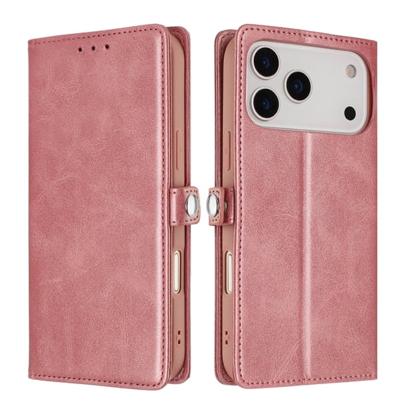 iPhone 17 Pro Max Phone Case, 360 Full Protection Multiple Compartments Phone Case for iPhone 17 Pro Max Rose Gold