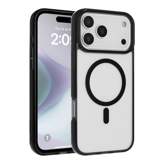 iPhone 17 Pro Max Phone Case, Slim-Fit Clear Magnetic Charging Shock Resistant Phone Case for iPhone 17 Pro Max Black