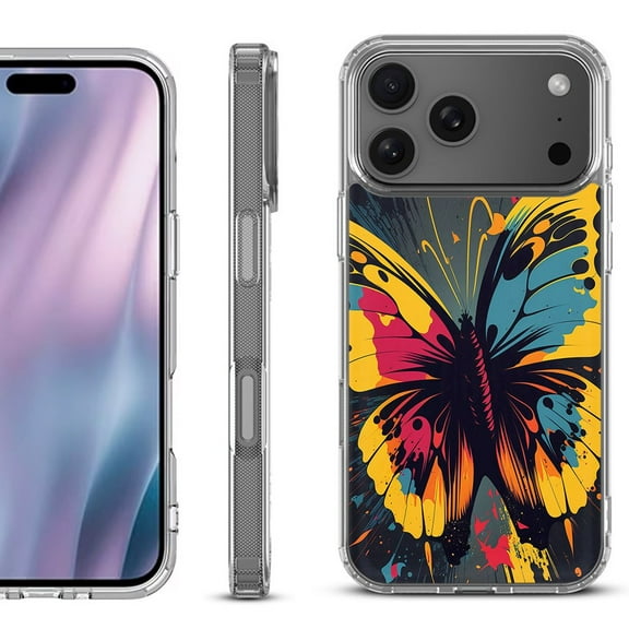 For iPhone 17 Pro Max Protective Shockproof Phone Case, by OneToughShield - Abstract Butterfly