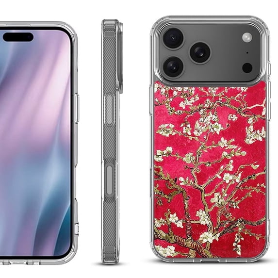 For iPhone 17 Pro Max Protective Shockproof Phone Case, by OneToughShield - Almond Blossom Red