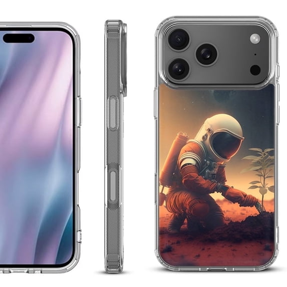 For iPhone 17 Pro Max Protective Shockproof Phone Case, by OneToughShield - Astronaut Planting