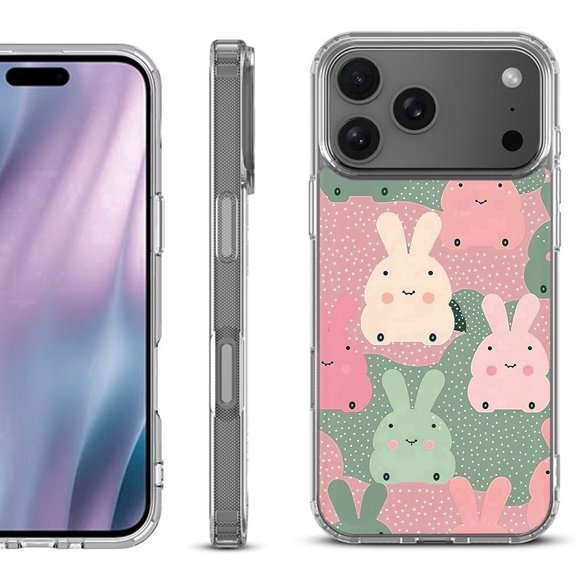For iPhone 17 Pro Max Protective Shockproof Phone Case, by OneToughShield - Bunny Mix