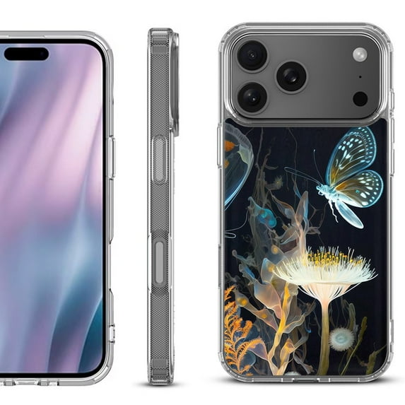 For iPhone 17 Pro Max Protective Shockproof Phone Case, by OneToughShield - Butterfly Translucent