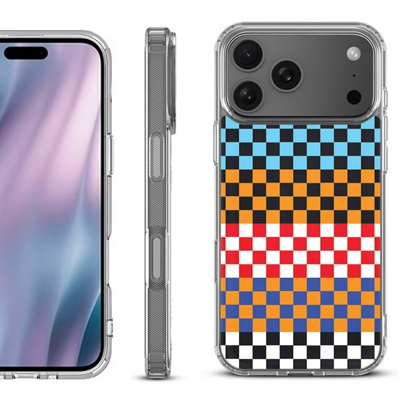 For iPhone 17 Pro Max Protective Shockproof Phone Case, by OneToughShield - Colorful Checker